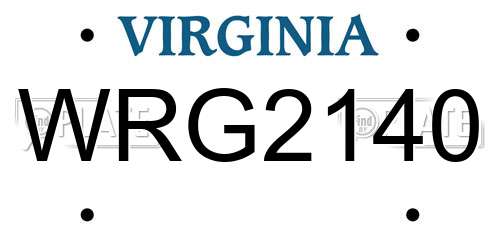 WRG2140 Virginia License Plate
