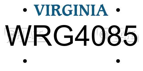 WRG4085 Virginia License Plate