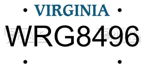 WRG8496 Virginia License Plate