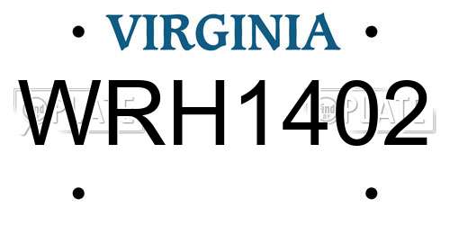 WRH1402 Virginia License Plate