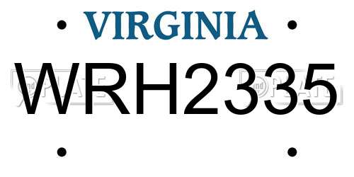 WRH2335 Virginia License Plate