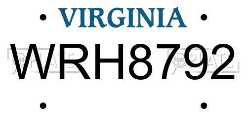 WRH8792 Virginia License Plate