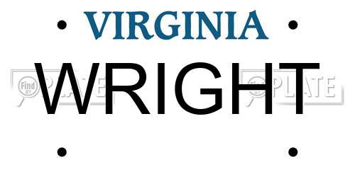 WRIGHT Virginia License Plate