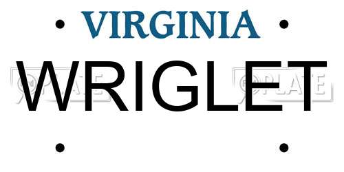 WRIGLET Virginia License Plate