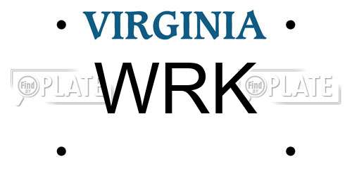 WRK Virginia License Plate