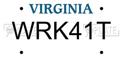 WRK41T Virginia License Plate