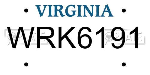 WRK6191 Virginia License Plate