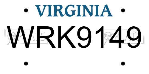 WRK9149 Virginia License Plate
