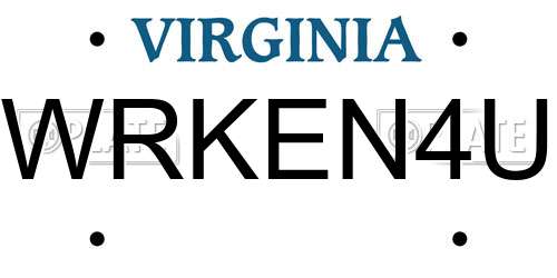 WRKEN4U Virginia License Plate