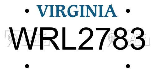 WRL2783 Virginia License Plate