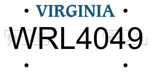 WRL4049 Virginia License Plate