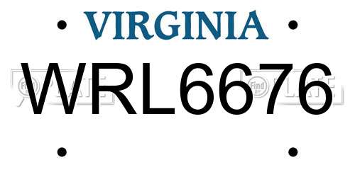 WRL6676 Virginia License Plate