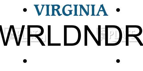 WRLDNDR Virginia License Plate