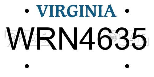 WRN4635 Virginia License Plate