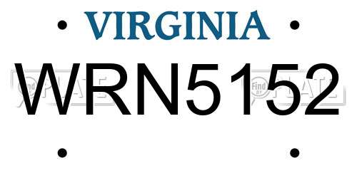 WRN5152 Virginia License Plate