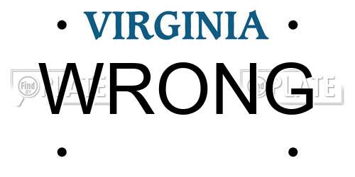 WRONG Virginia License Plate