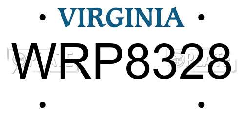 WRP8328 Virginia License Plate