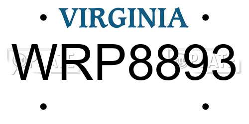 WRP8893 Virginia License Plate