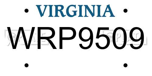 WRP9509 Virginia License Plate