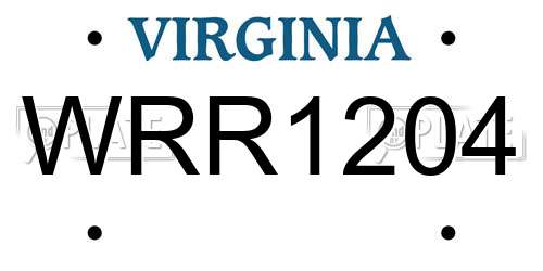 WRR1204 Virginia License Plate