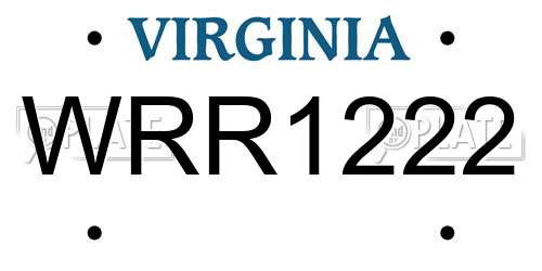 WRR1222 Virginia License Plate