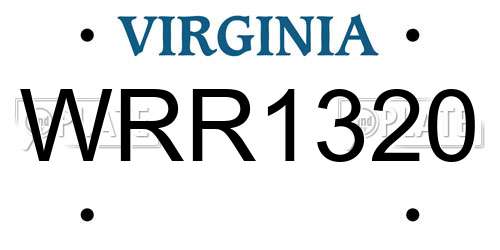 WRR1320 Virginia License Plate