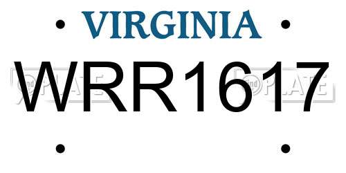 WRR1617 Virginia License Plate