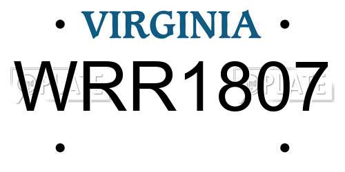 WRR1807 Virginia License Plate