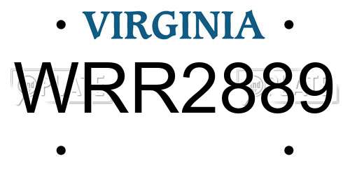WRR2889 Virginia License Plate
