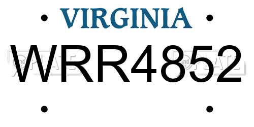 WRR4852 Virginia License Plate