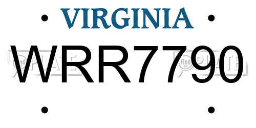 WRR7790 Virginia License Plate