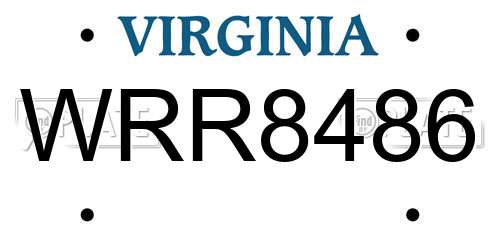 WRR8486 Virginia License Plate