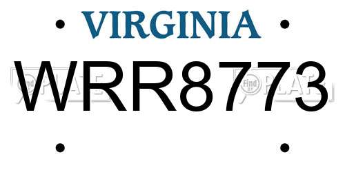 WRR8773 Virginia License Plate