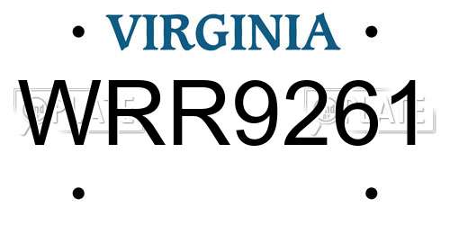 WRR9261 Virginia License Plate