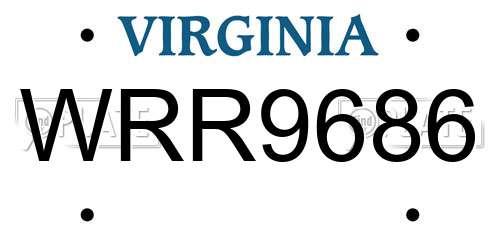 WRR9686 Virginia License Plate