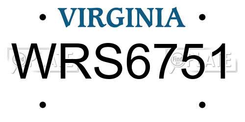 WRS6751 Virginia License Plate