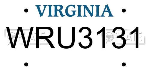 WRU3131 Virginia License Plate