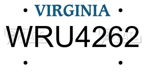 WRU4262 Virginia License Plate