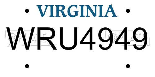 WRU4949 Virginia License Plate