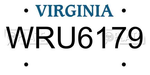 WRU6179 Virginia License Plate
