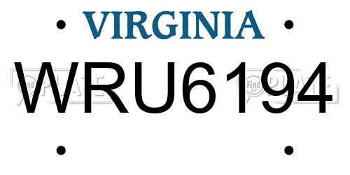 WRU6194 Virginia License Plate