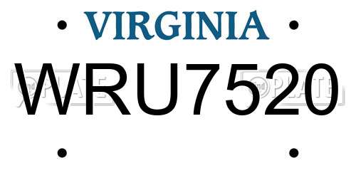WRU7520 Virginia License Plate