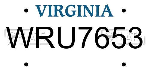 WRU7653 Virginia License Plate