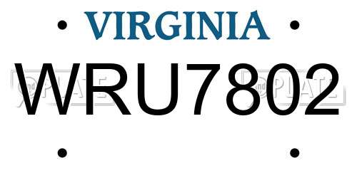 WRU7802 Virginia License Plate