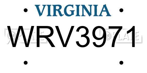 WRV3971 Virginia License Plate