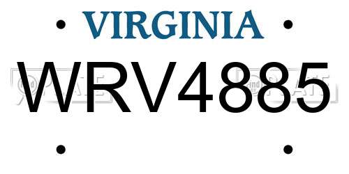 WRV4885 Virginia License Plate