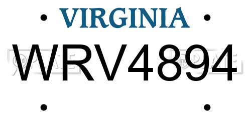 WRV4894 Virginia License Plate