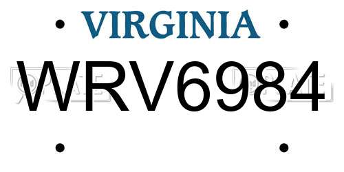 WRV6984 Virginia License Plate