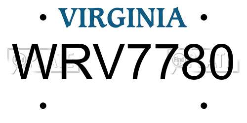 WRV7780 Virginia License Plate