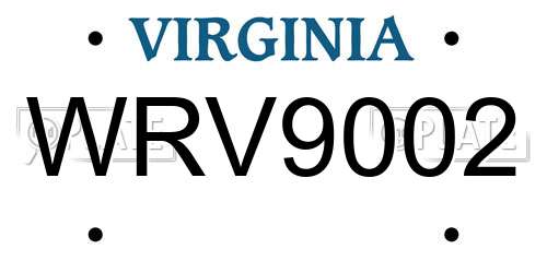 WRV9002 Virginia License Plate